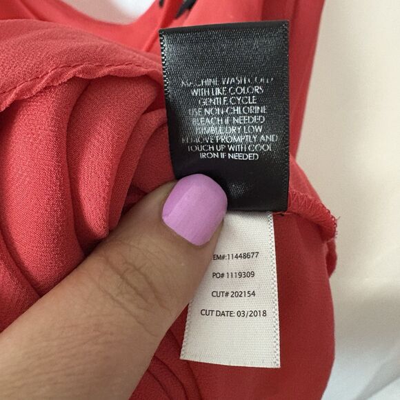 Torrid Layered Criss Cross Tank Size 5 Pink Coral Chiffon Flowy Plus Size - Picture 6 of 7